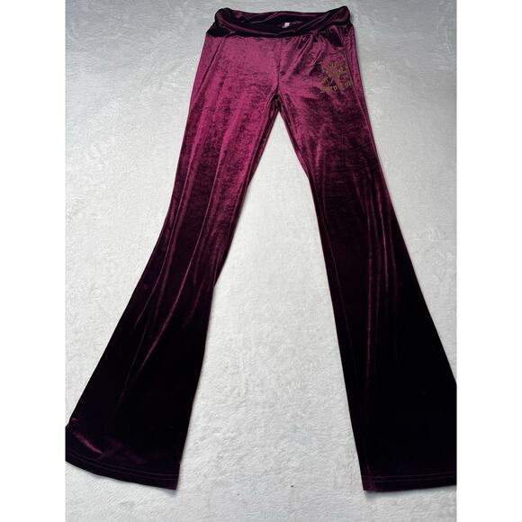Juicy Couture Velour Tracksuit Burgundy Gold Logo Zip Hoodie Pants Set M Y2K Lux - Picture 10 of 12